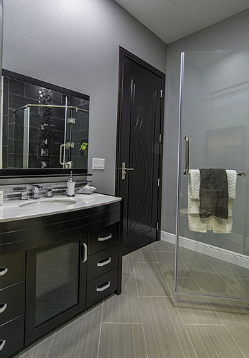 Shower door in a new home in Massachusetts
